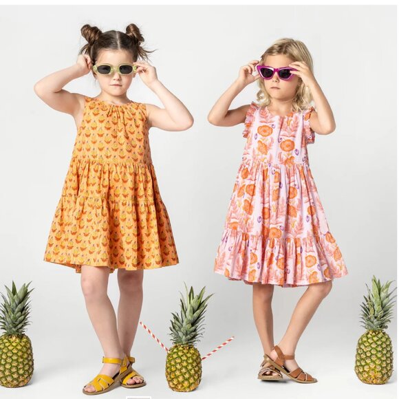 Girls Kelsey Dress in Purple Gilded Floral | Boho Chic Fashion | Pink Chicken - Picture 2 of 2